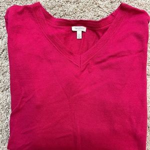 Talbots 2x V Neck Bright Pink Sweater